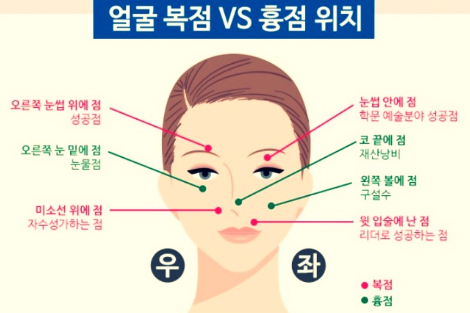 점 위치로 보는 관상 위치별 복점, 흉점, 매력 점 알아보기 - 치즈데이